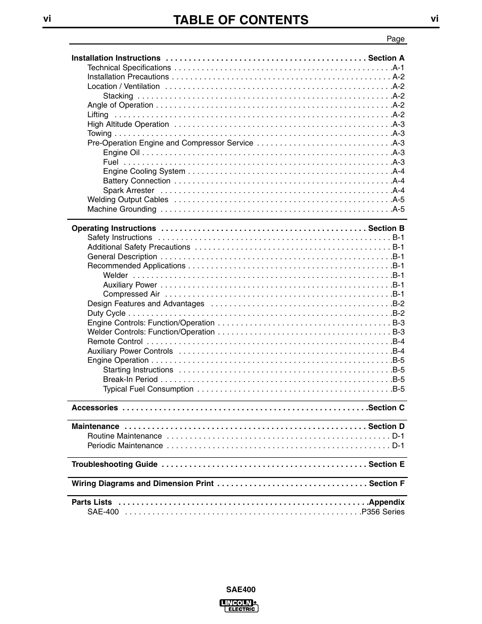 Lincoln Electric IM662 SAE400 User Manual | Page 7 / 34