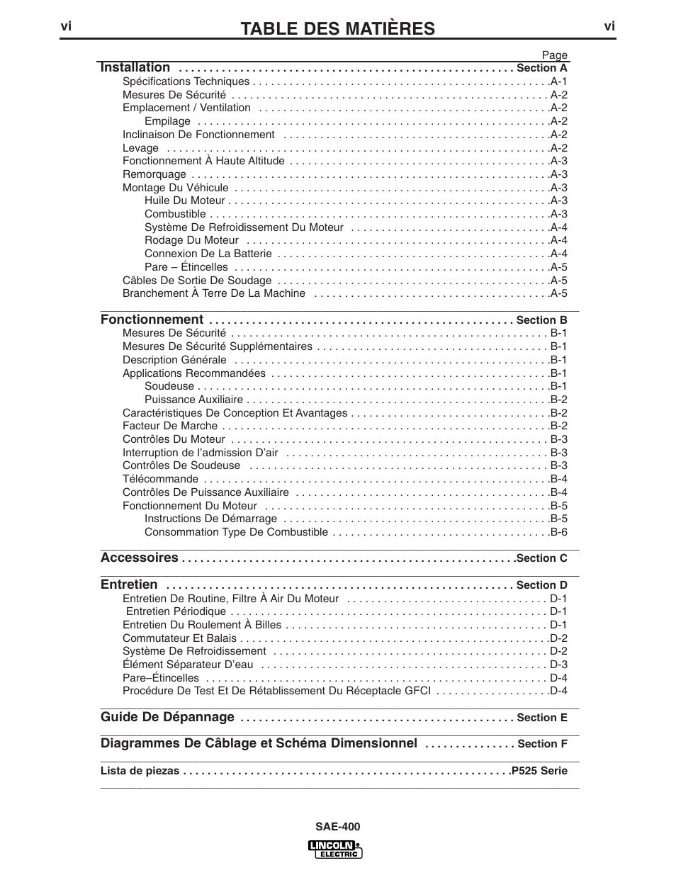 Lincoln Electric IM869 SAE400 User Manual | Page 7 / 34