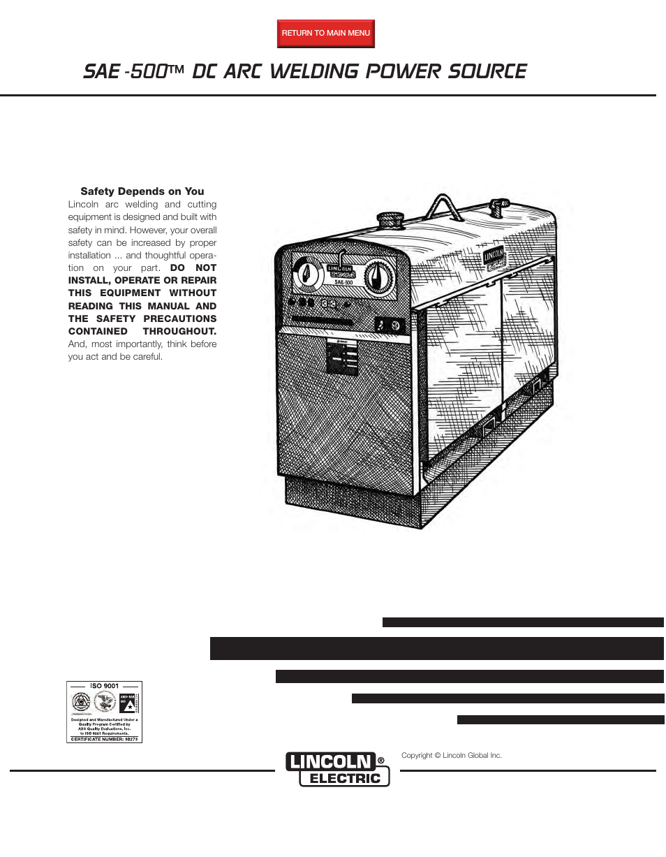 Lincoln Electric IM988 SAE500 User Manual | 34 pages