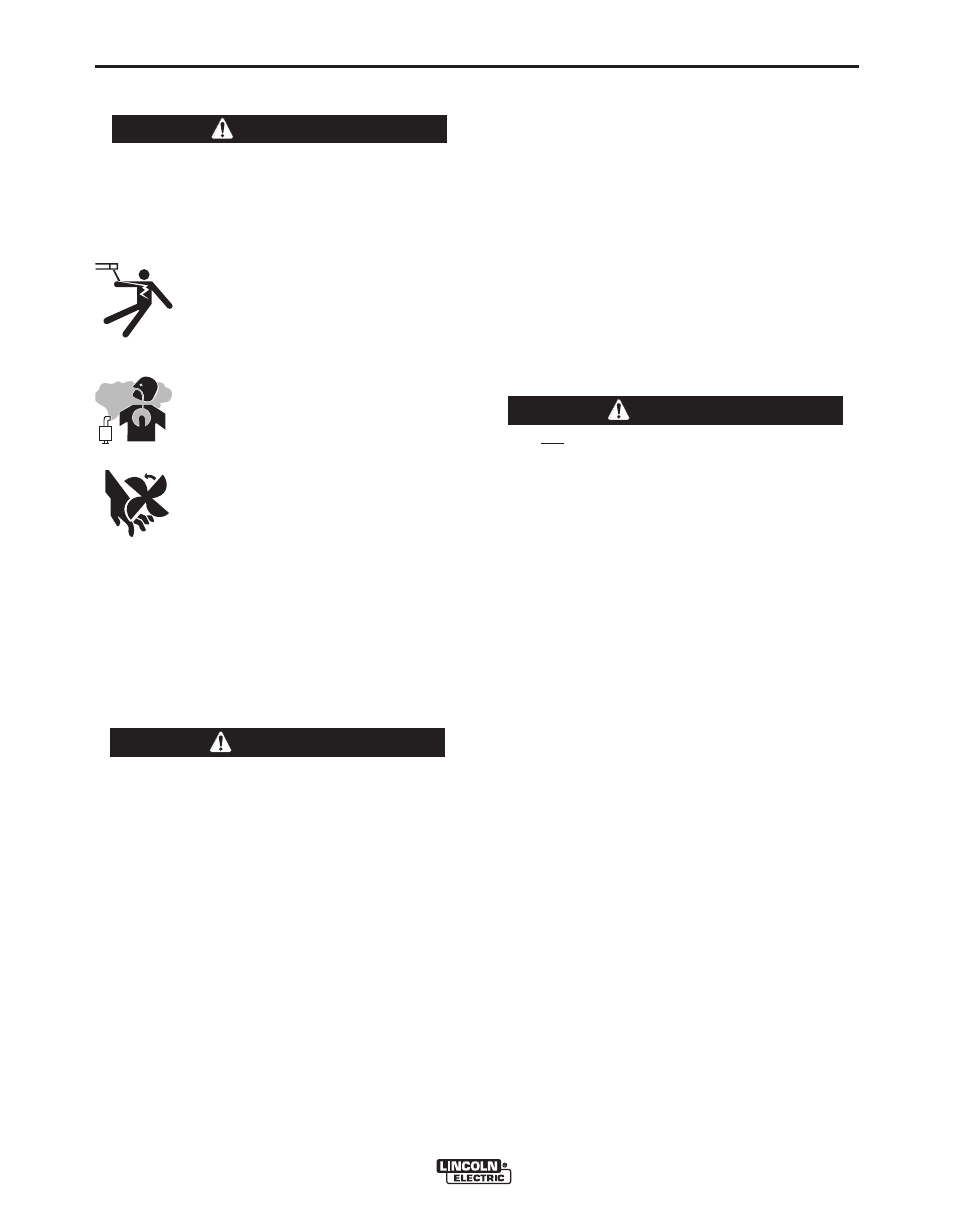 Operation, Engine operation, Warning | Warning caution | Lincoln Electric IM988 SAE500 User Manual | Page 17 / 34