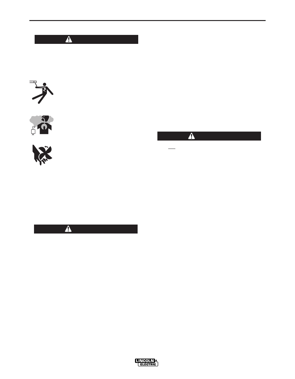Operation, Engine operation, Warning | Warning caution | Lincoln Electric IM968 SAE-500 SEVERE DUTY User Manual | Page 17 / 31