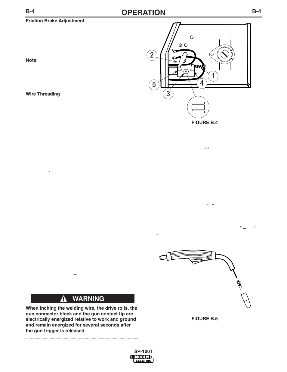 Operation, Warning | Lincoln Electric IM564 SP-100T User Manual | Page 17 / 48