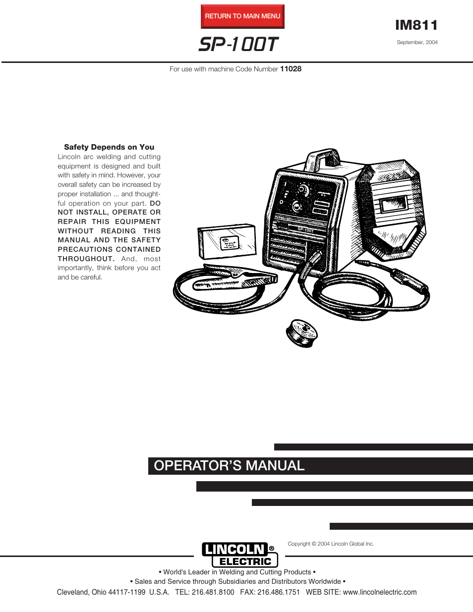 Lincoln Electric IM811 SP-100T User Manual | 35 pages