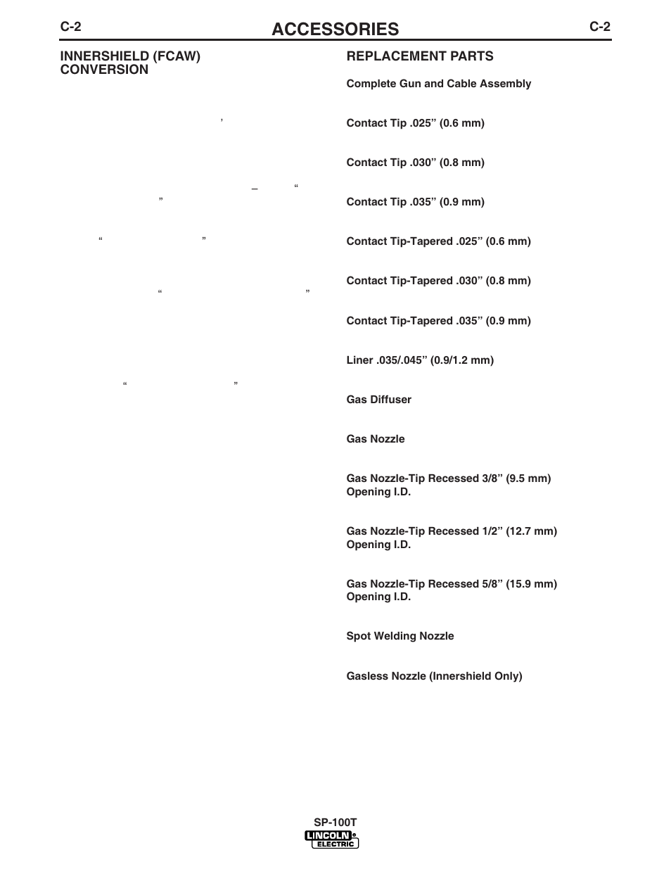 Accessories | Lincoln Electric IM811 SP-100T User Manual | Page 22 / 35