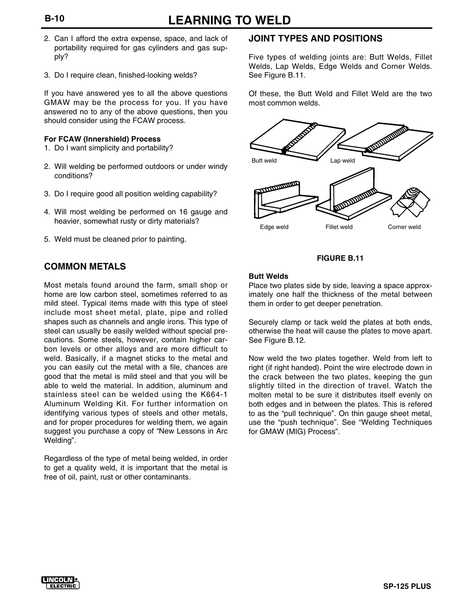 Learning to weld | Lincoln Electric IM536 SP-125 Plus User Manual | Page 24 / 51