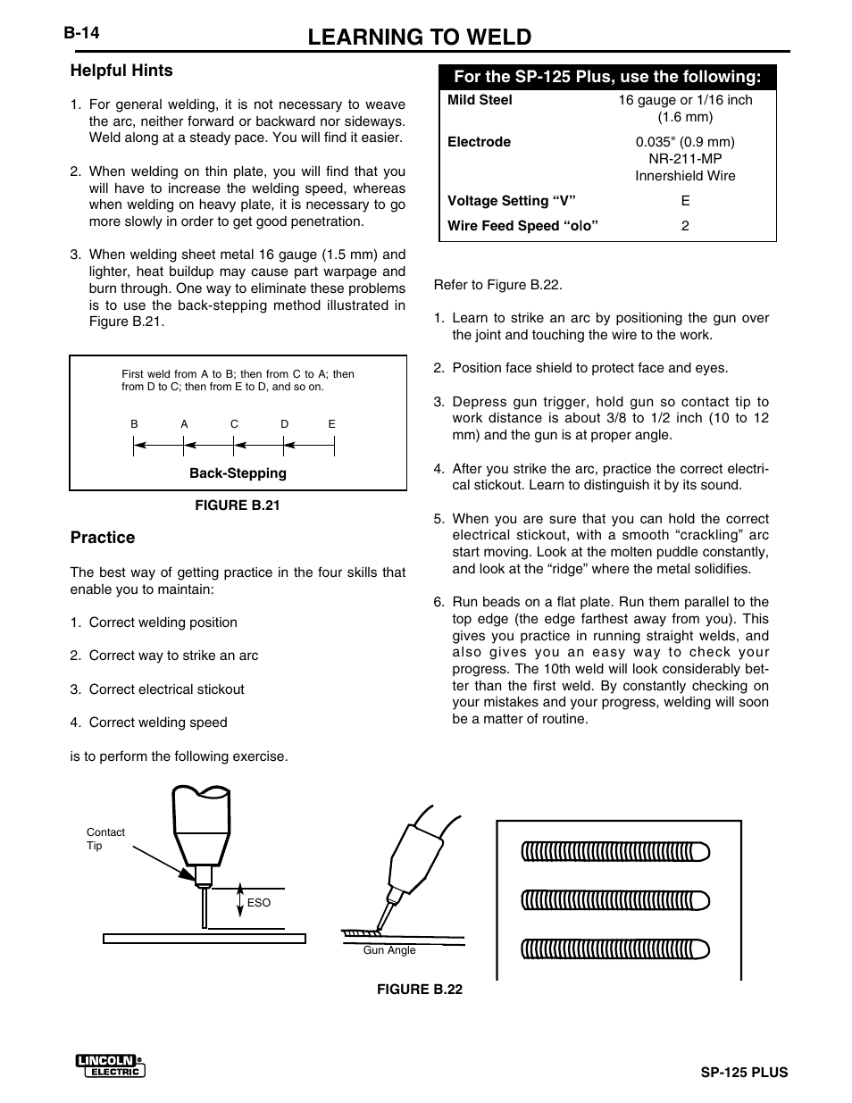 Learning to weld | Lincoln Electric IM536 SP-125 Plus User Manual | Page 28 / 51