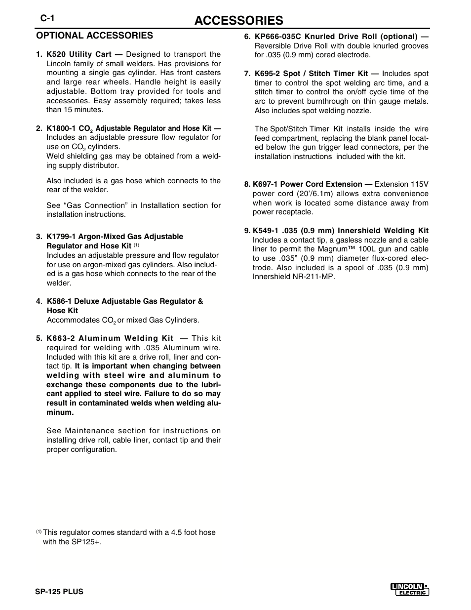 Accessories | Lincoln Electric IM536 SP-125 Plus User Manual | Page 34 / 51