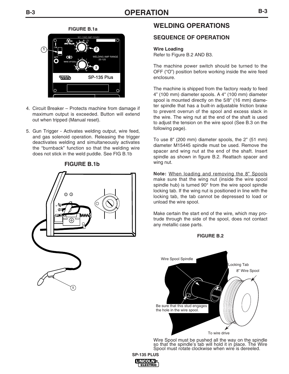 Operation, Welding operations, Sequence of operation | Figure b.1b | Lincoln Electric IM788 SP-135 Plus User Manual | Page 16 / 35