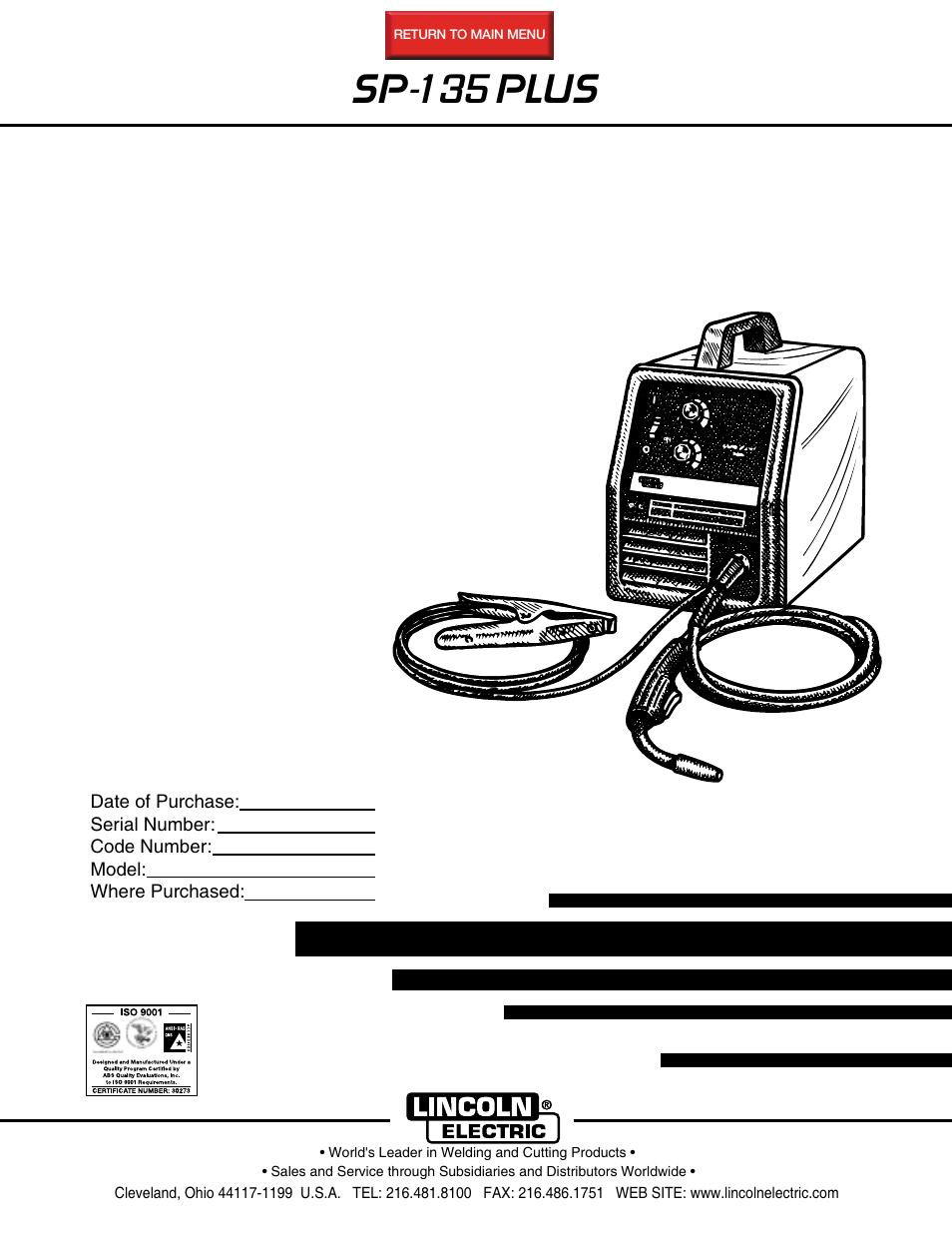 Lincoln Electric IM725 SP-135 Plus User Manual | 48 pages