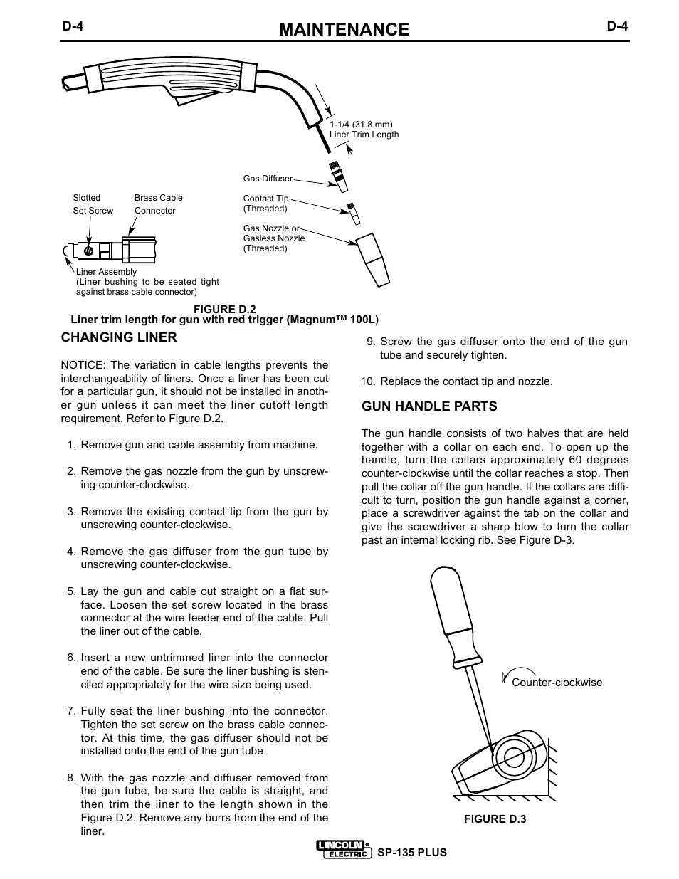 Maintenance | Lincoln Electric IM725 SP-135 Plus User Manual | Page 38 / 48