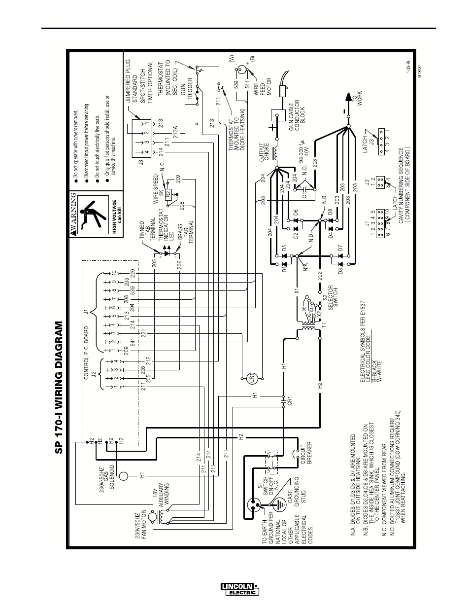 Wiring diagrams, Wiring diagram, Sp-170-i | Sp 170-i wiring diagram | Lincoln Electric IM591 UWW-170 User Manual | Page 43 / 48