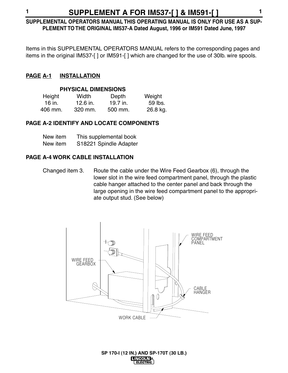 Lincoln Electric IM537sa SP-170T (30lb.) User Manual | Page 2 / 8