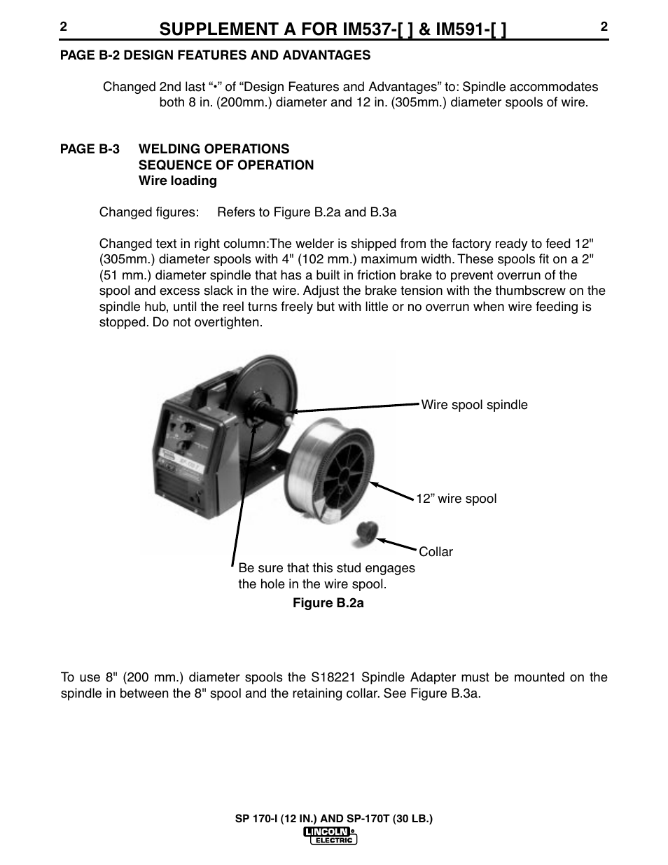 Lincoln Electric IM537sa SP-170T (30lb.) User Manual | Page 3 / 8