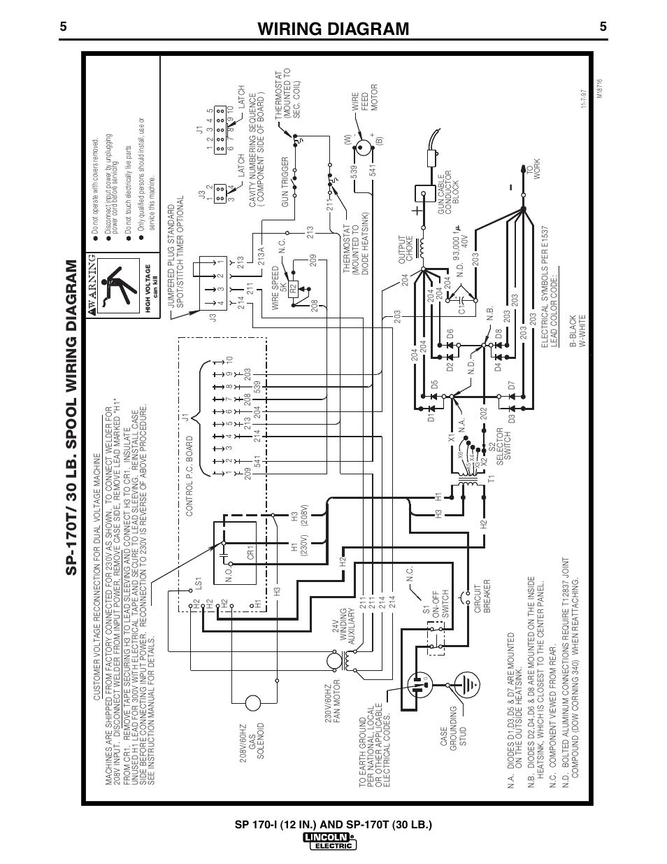 Wiring diagram | Lincoln Electric IM537sa SP-170T (30lb.) User Manual | Page 6 / 8