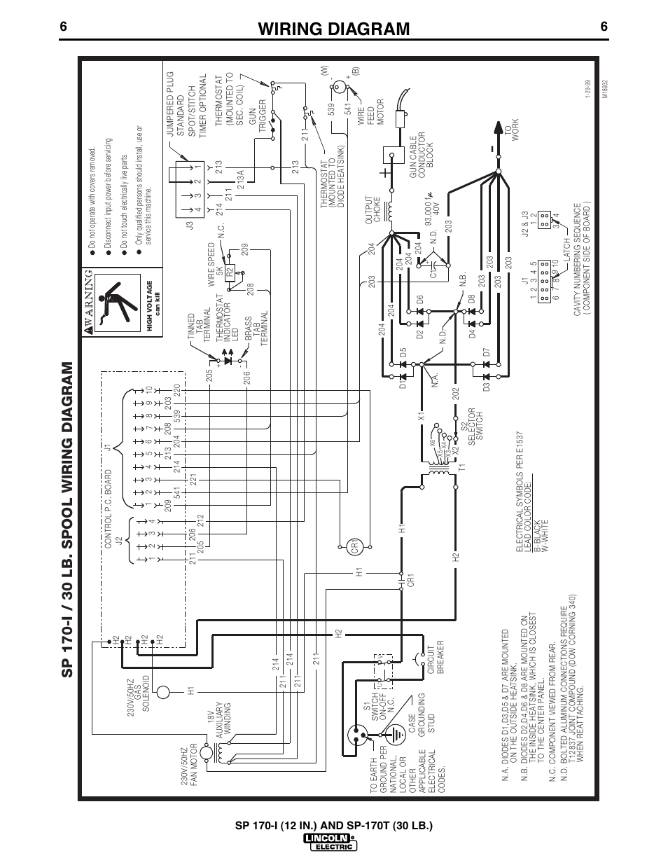 Wiring diagram | Lincoln Electric IM537sa SP-170T (30lb.) User Manual | Page 7 / 8