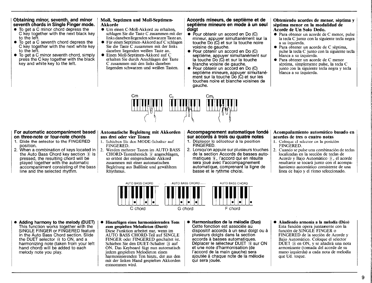 Adding harmony to the melody (duet), Harmonisation de la mélodie (duo) | Yamaha PSR-31 User Manual | Page 11 / 20