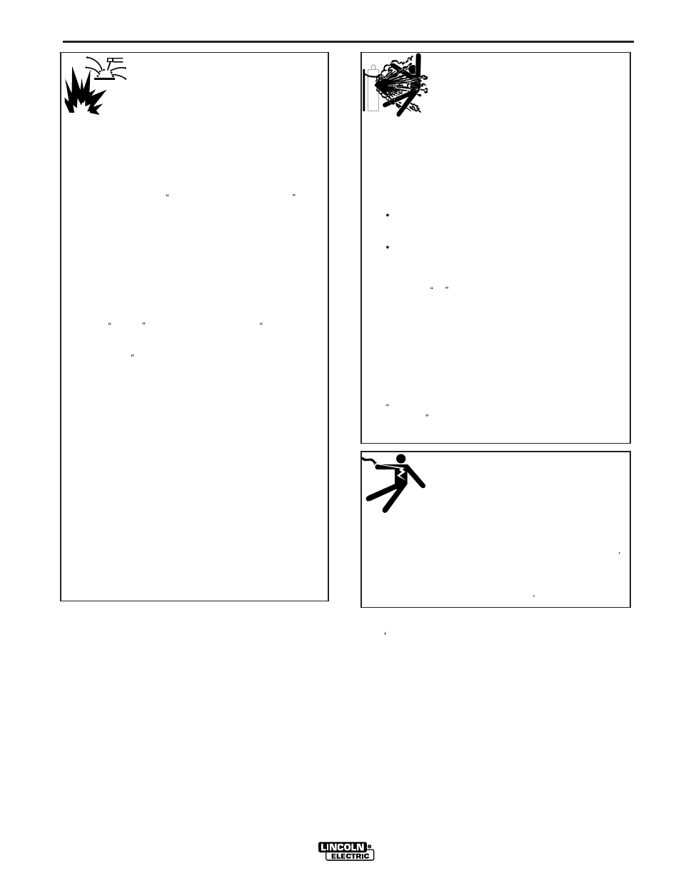 Safety, For electrically powered equipment, Cylinder may explode if damaged | Welding sparks can cause fire or explosion | Lincoln Electric IM790 SP-175 Plus User Manual | Page 4 / 37