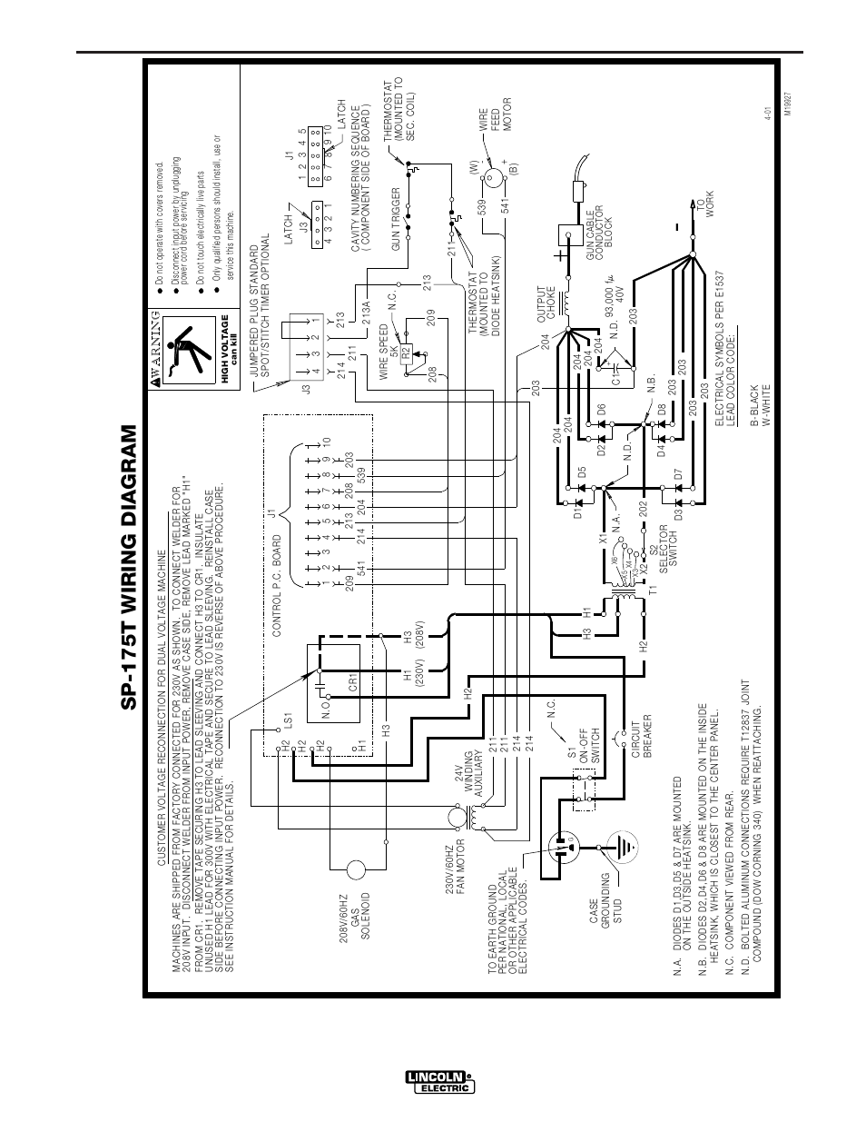 Wiring diagrams, Sp-175t wiring diagram | Lincoln Electric IM726 SP-175T User Manual | Page 42 / 45