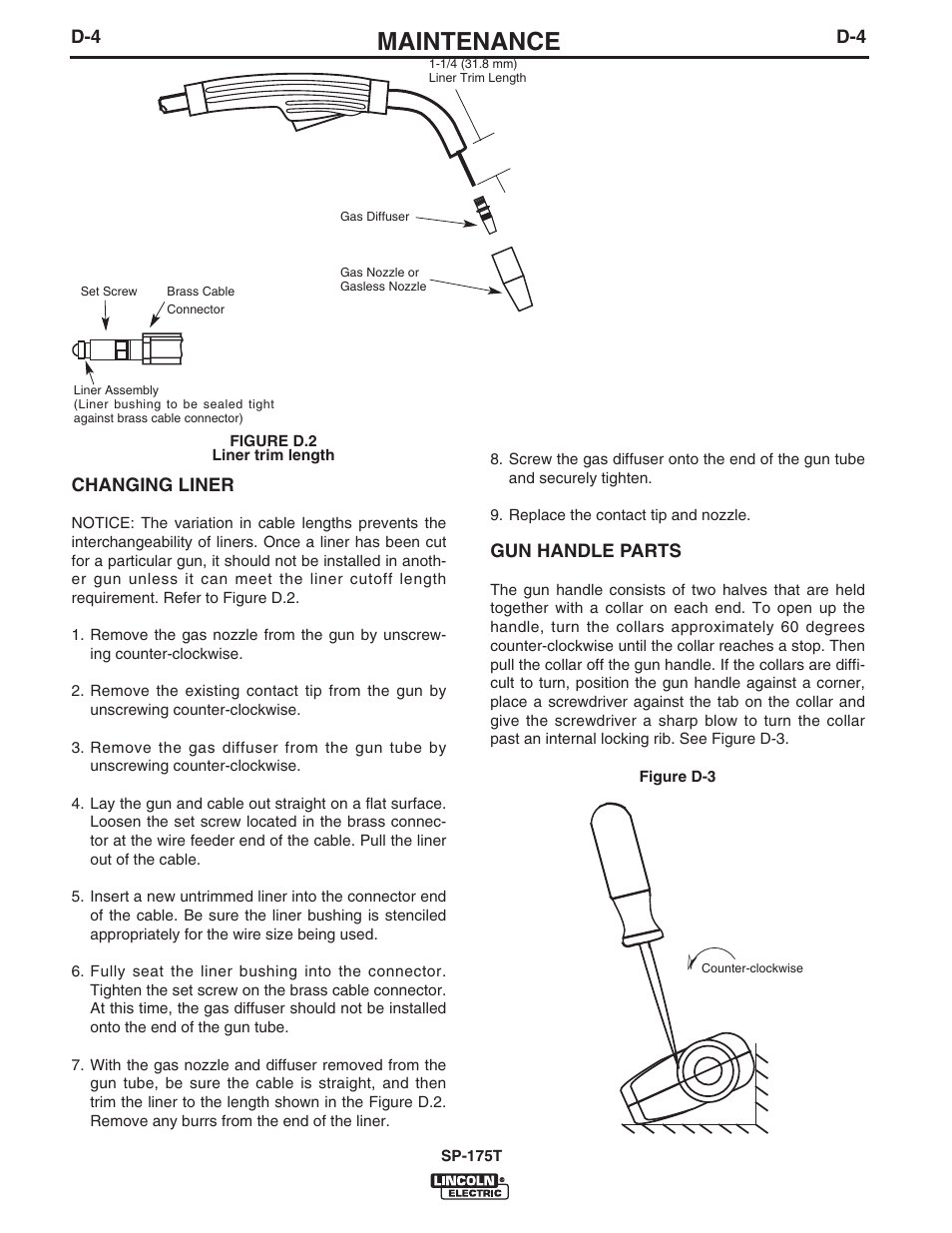Maintenance | Lincoln Electric IM797 SP-175T User Manual | Page 26 / 36