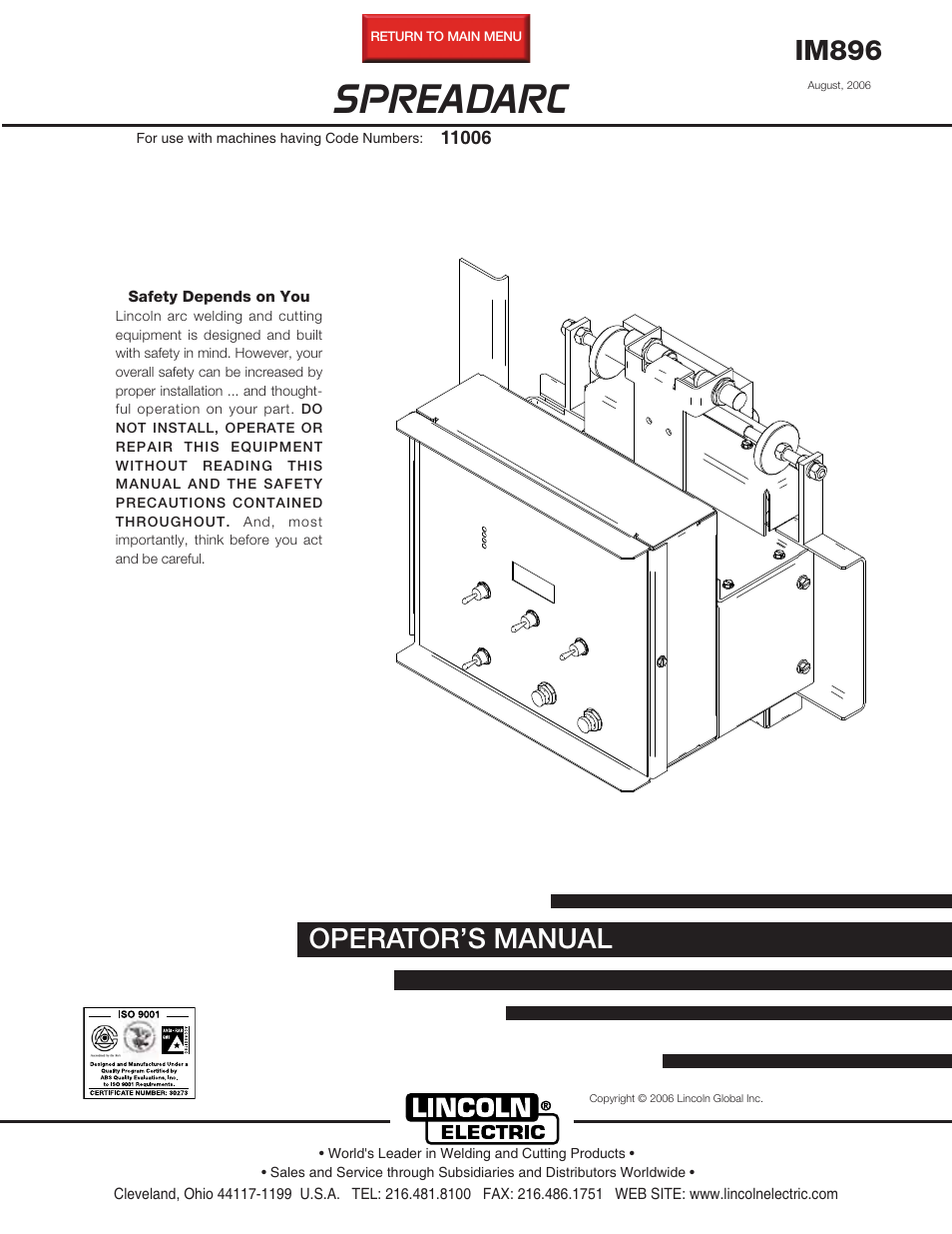 Lincoln Electric IM896 SPREADARC User Manual | 23 pages