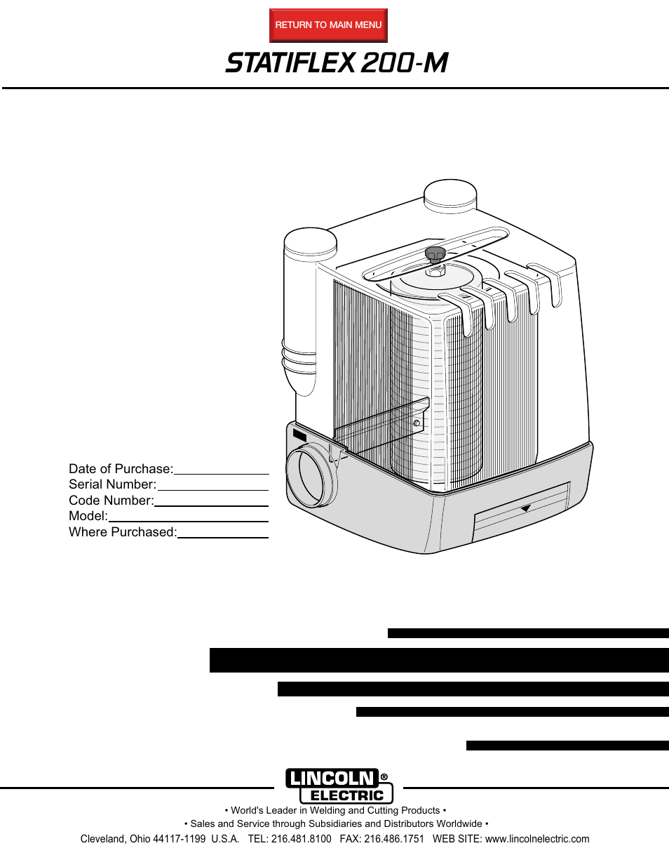 Lincoln Electric IM625 Statiflex 200-M K1654-1 User Manual | 19 pages