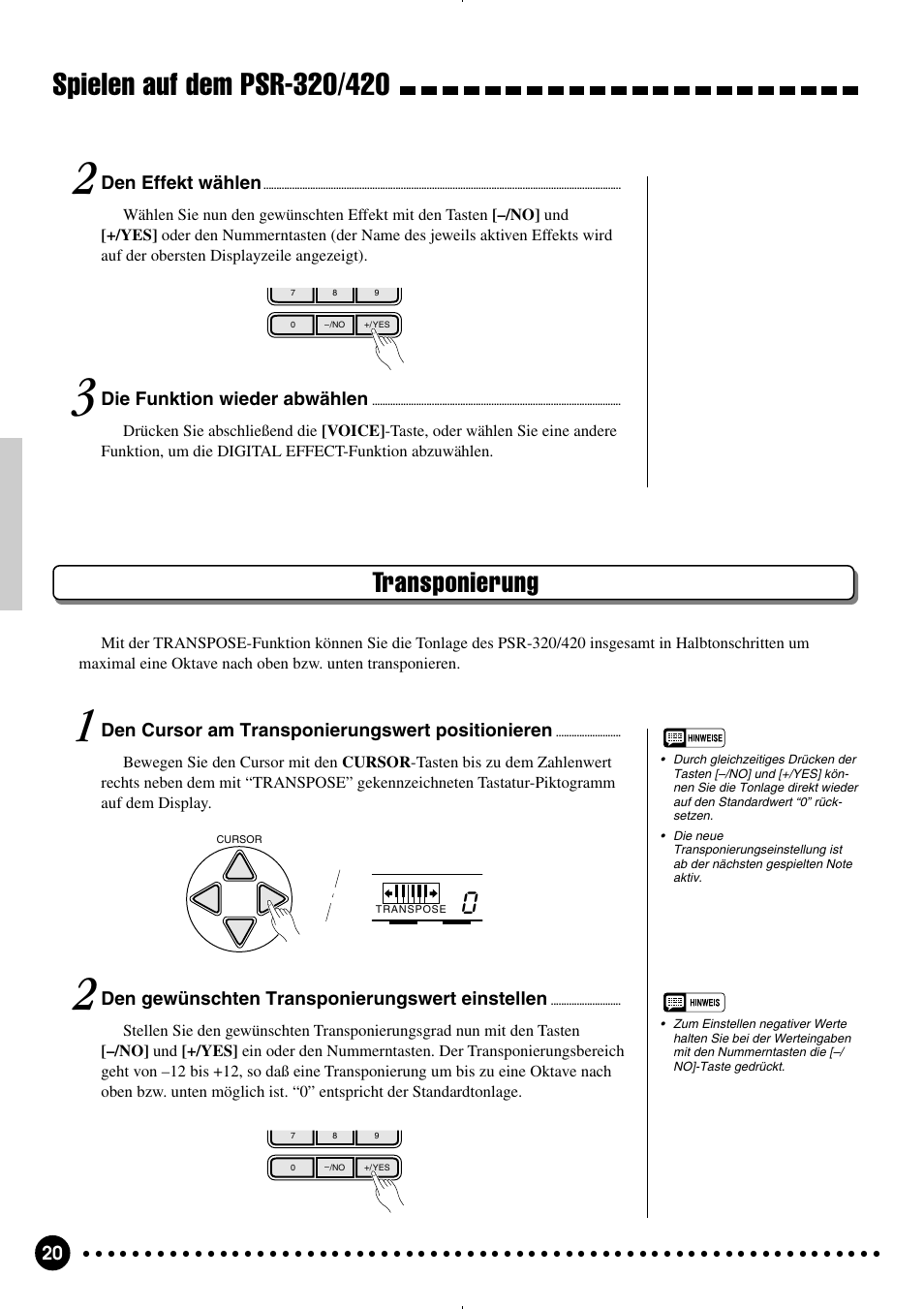 Transponierung | Yamaha PSR-320 User Manual | Page 22 / 75