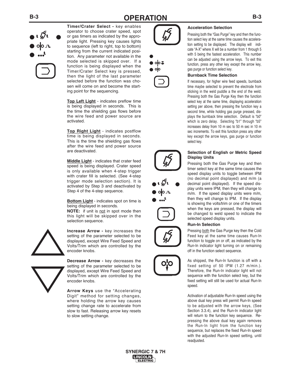 Operation | Lincoln Electric IM557 Synergic 7 and 7H User Manual | Page 20 / 68