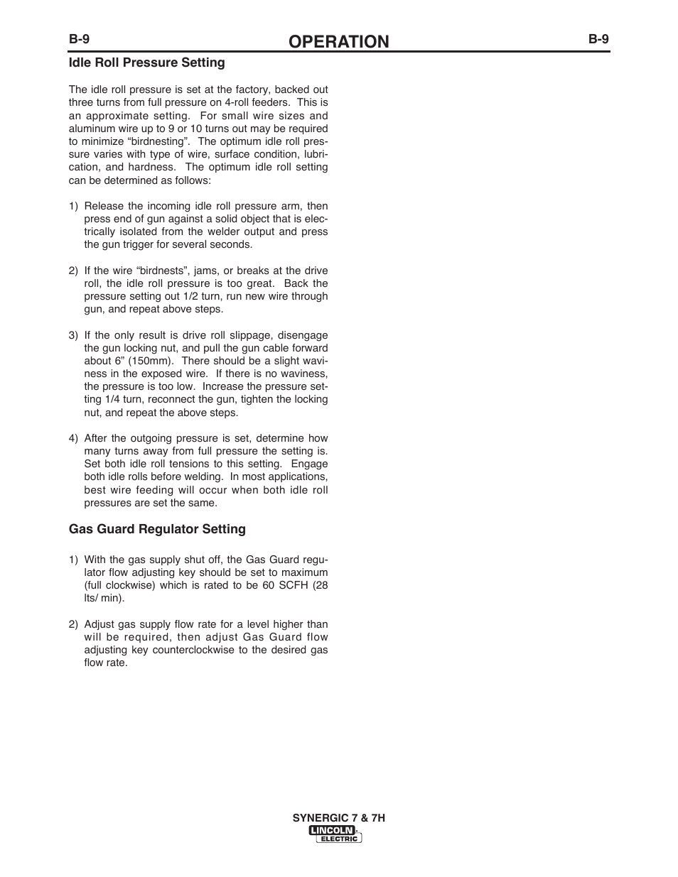 Operation | Lincoln Electric IM557 Synergic 7 and 7H User Manual | Page 26 / 68