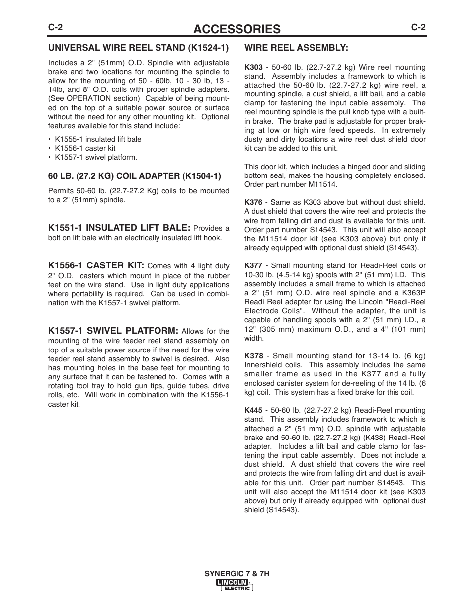 Accessories | Lincoln Electric IM557 Synergic 7 and 7H User Manual | Page 30 / 68