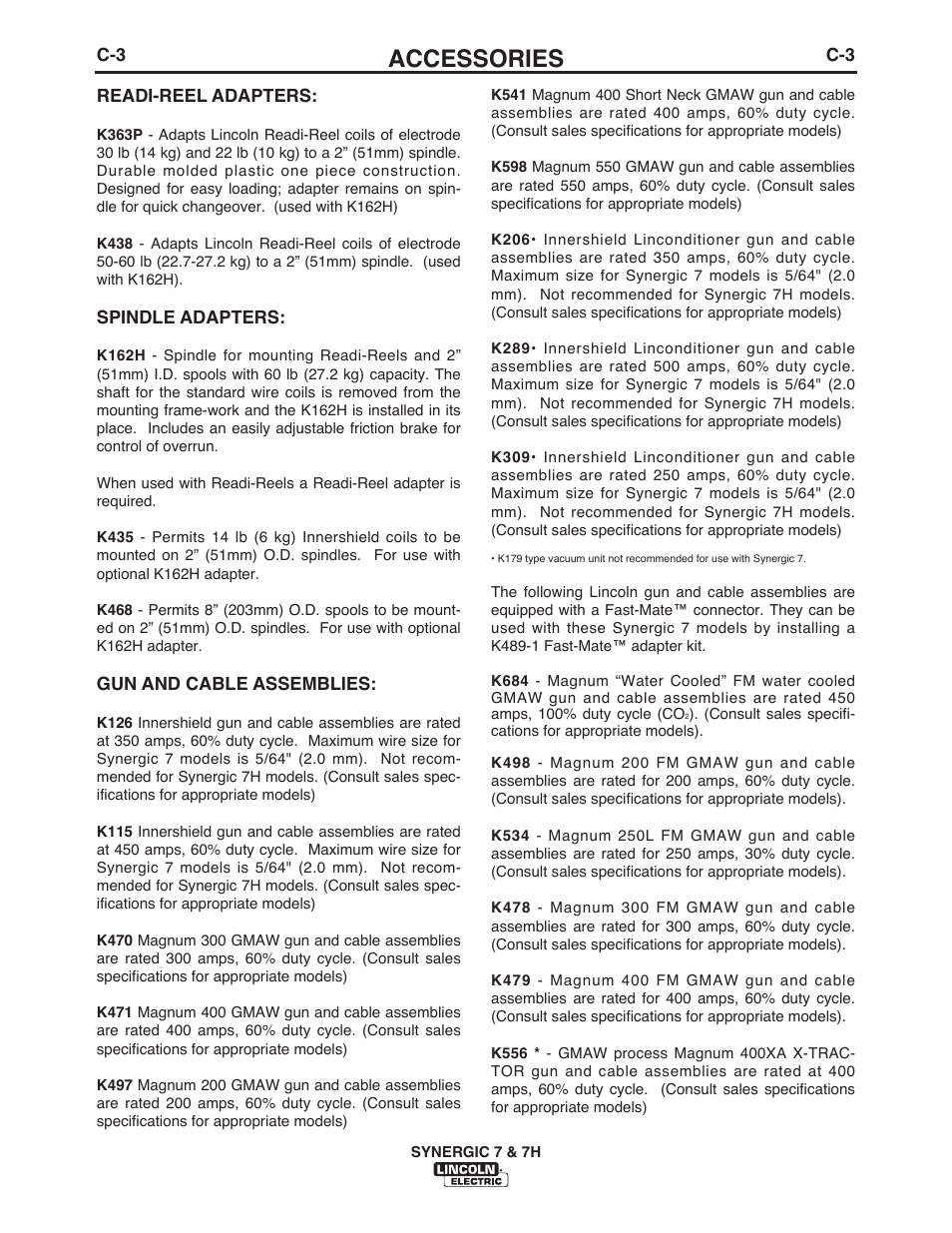 Accessories | Lincoln Electric IM557 Synergic 7 and 7H User Manual | Page 31 / 68