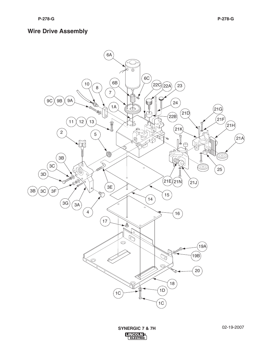 Wire drive assembly | Lincoln Electric IM557 Synergic 7 and 7H User Manual | Page 62 / 68