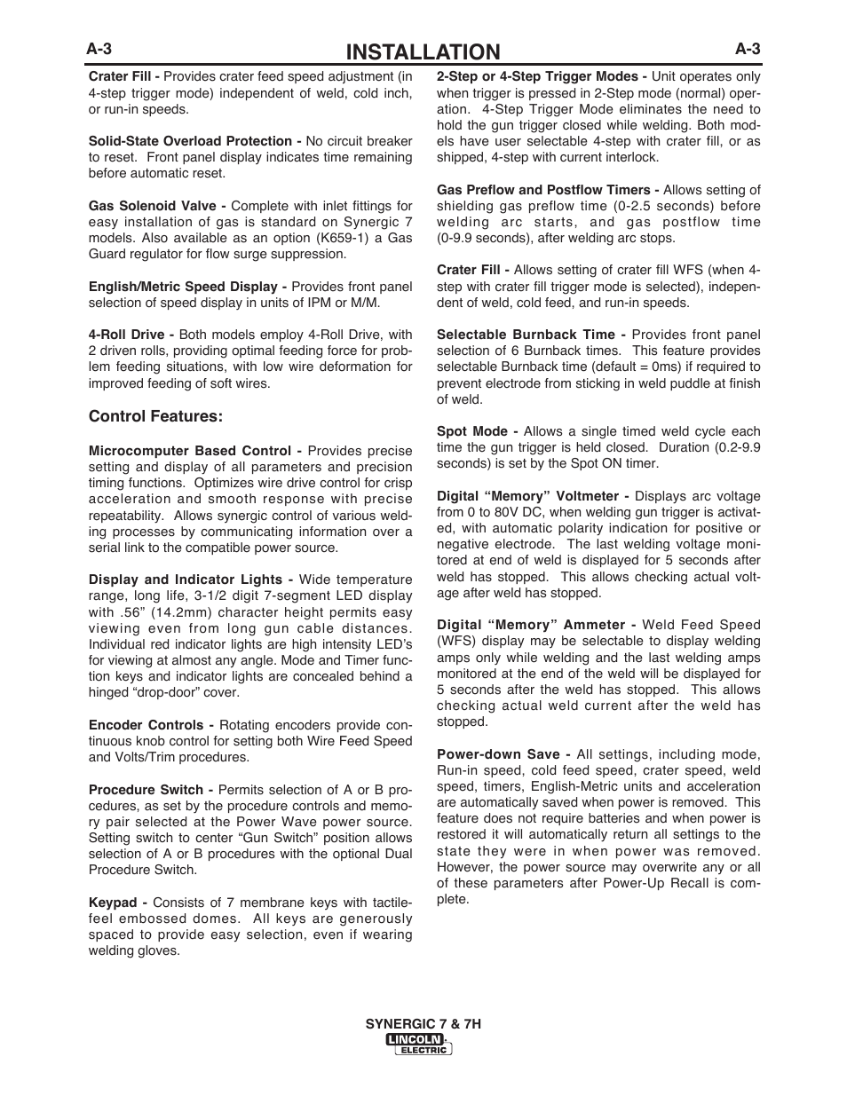 Installation | Lincoln Electric IM557 Synergic 7 and 7H User Manual | Page 9 / 68