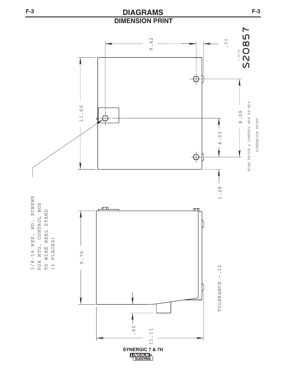 Diagrams, Dimension print | Lincoln Electric IM558 Synergic 7 and 7H Water Cooled User Manual | Page 46 / 52