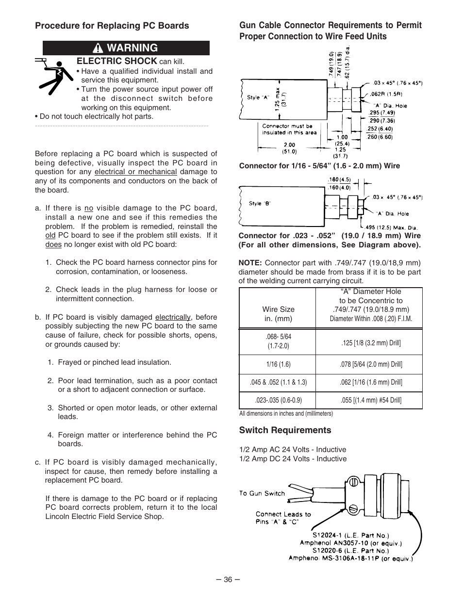 Warning | Lincoln Electric IM539 Synergic 7F and 7FH User Manual | Page 36 / 44