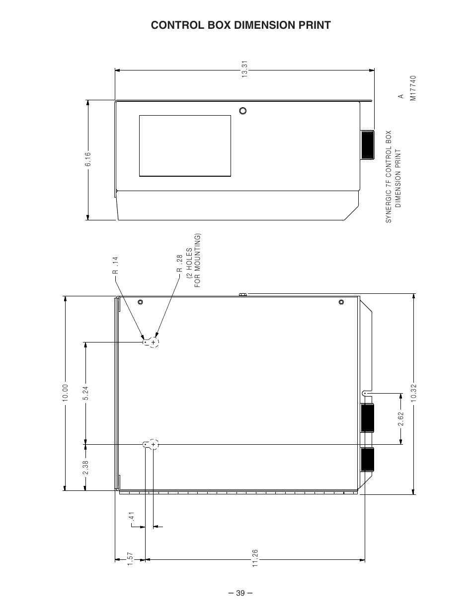 Control box dimension print | Lincoln Electric IM539 Synergic 7F and 7FH User Manual | Page 39 / 44