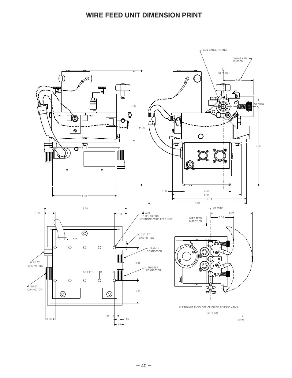 Wire feed unit dimension print | Lincoln Electric IM539 Synergic 7F and 7FH User Manual | Page 40 / 44
