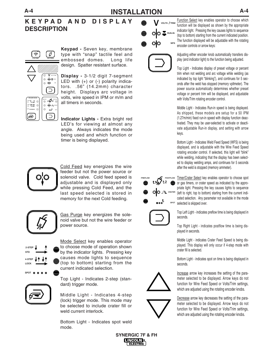 Installation, Synergic 7f & fh | Lincoln Electric IM559 Synergic 7F and 7FH User Manual | Page 11 / 50