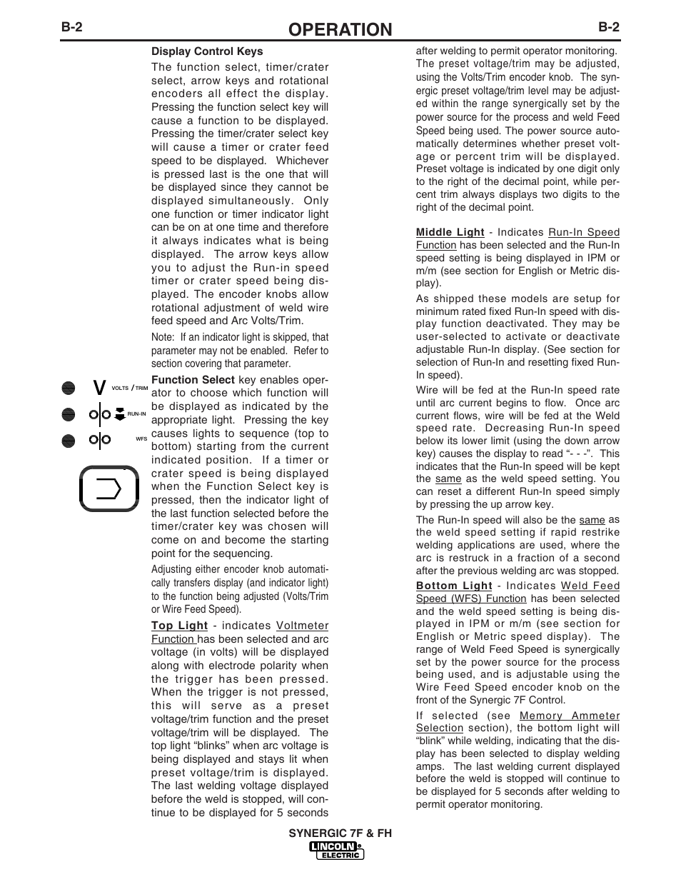 Operation | Lincoln Electric IM559 Synergic 7F and 7FH User Manual | Page 19 / 50