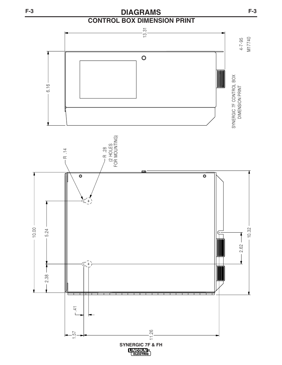 Diagrams, Control box dimension print | Lincoln Electric IM559 Synergic 7F and 7FH User Manual | Page 44 / 50