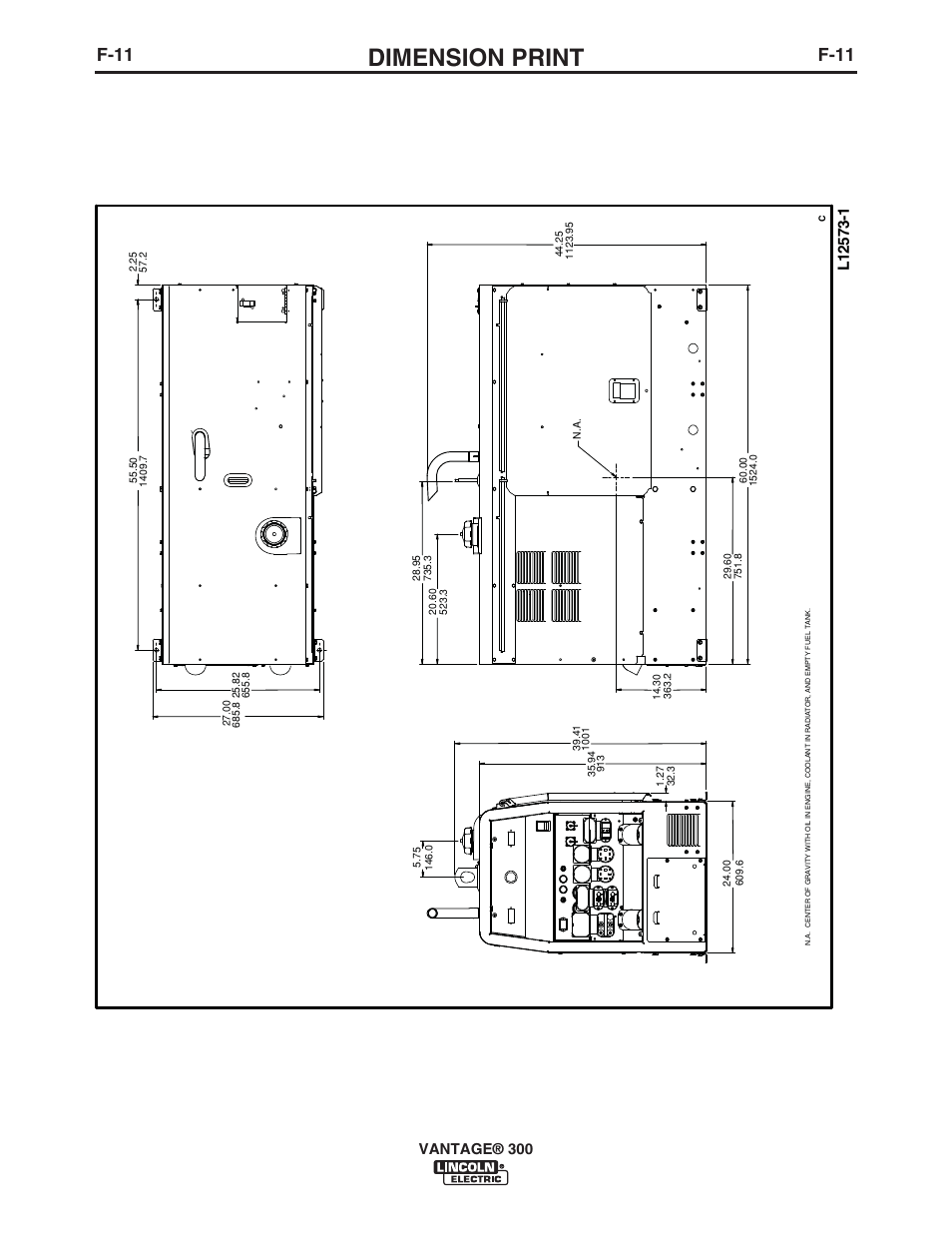 Dimension print, F-11 | Lincoln Electric IM976 VANTAGE 300 User Manual | Page 49 / 54