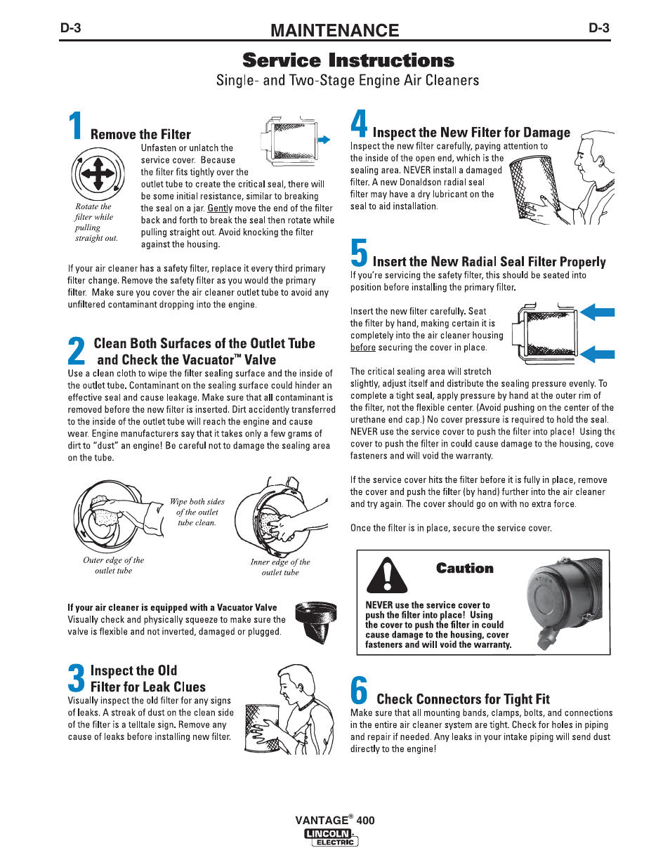 Maintenance | Lincoln Electric IM961 VANTAGE 400 User Manual | Page 28 / 56