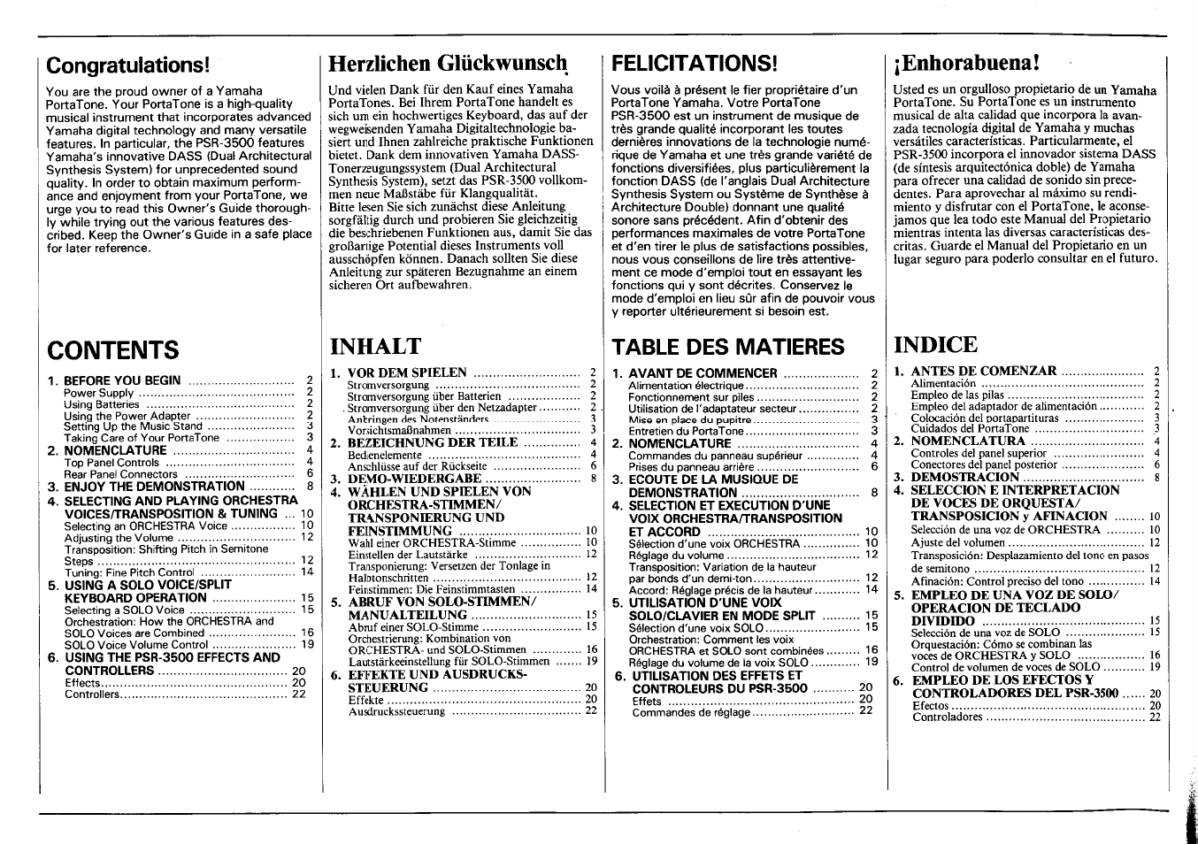 Yamaha PSR-3500 User Manual | Page 2 / 84