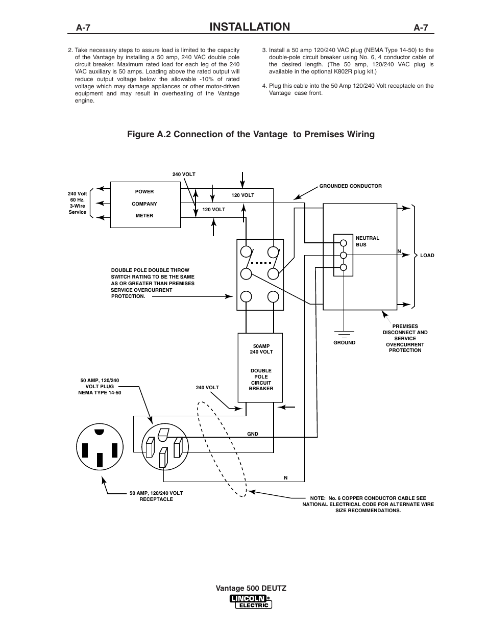 Installation, Vantage 500 deutz | Lincoln Electric IM805 VANTAGE 500 DEUTZ User Manual | Page 15 / 51
