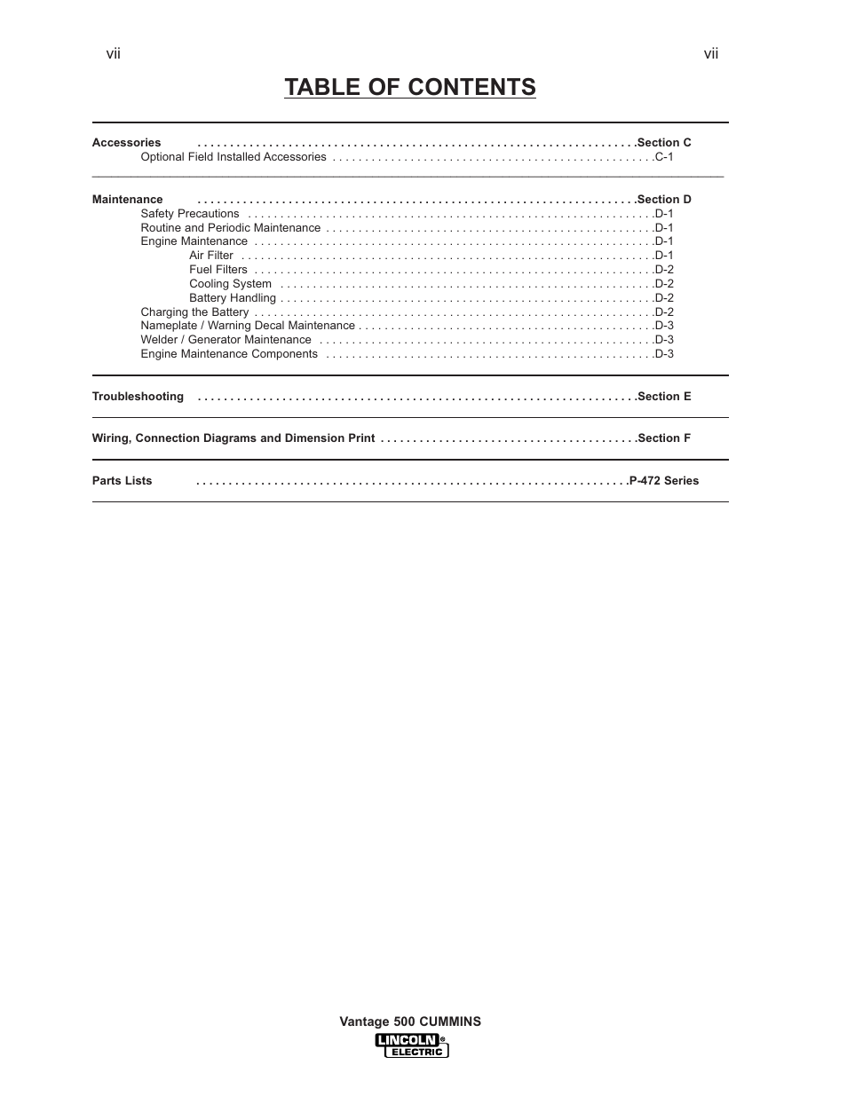 Lincoln Electric IM800 VANTAGE 500 CUMMINS User Manual | Page 8 / 51