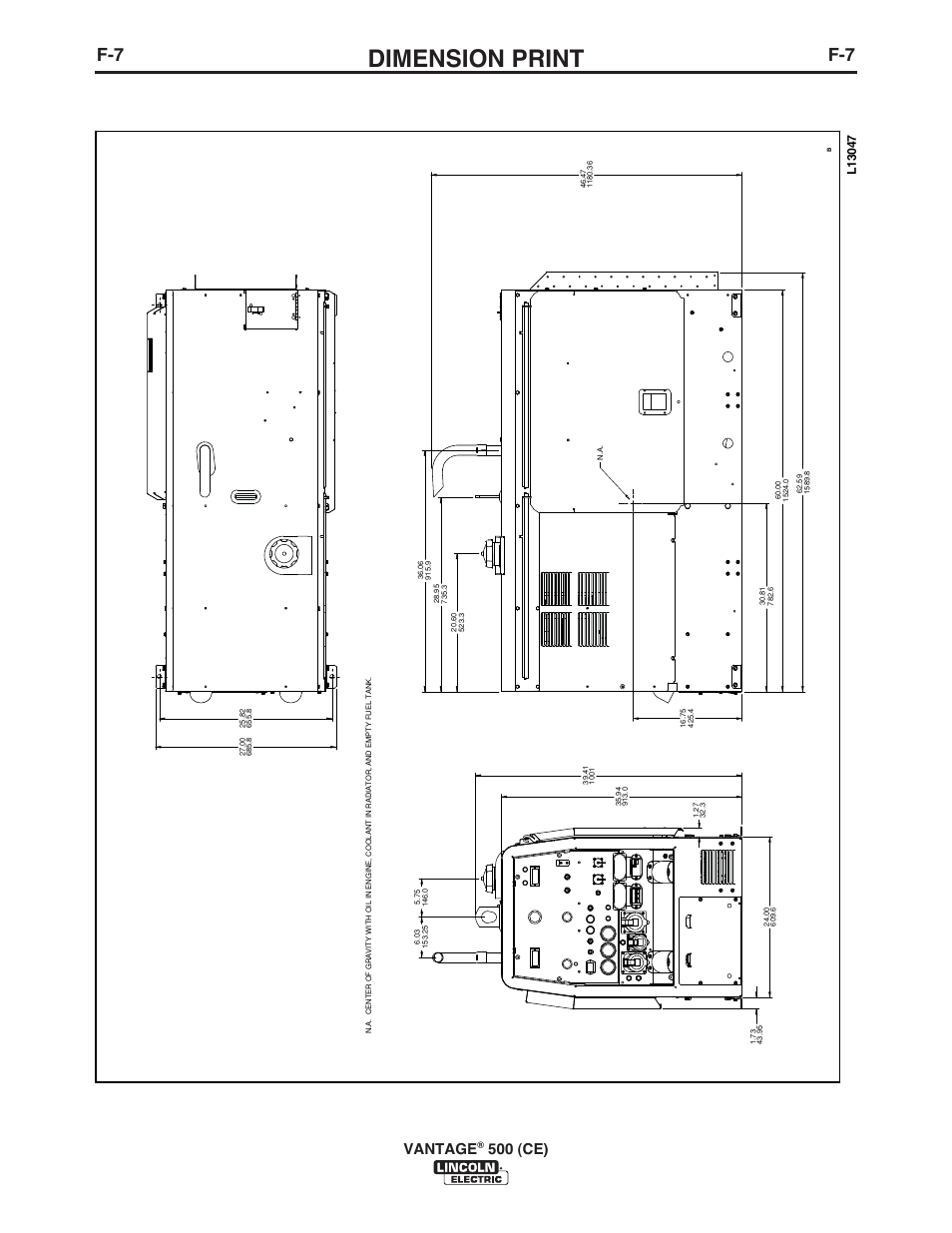 Dimension print, Vantage, 500 (ce) | Lincoln Electric IM894 VANTAGE 500 (CE) User Manual | Page 45 / 50