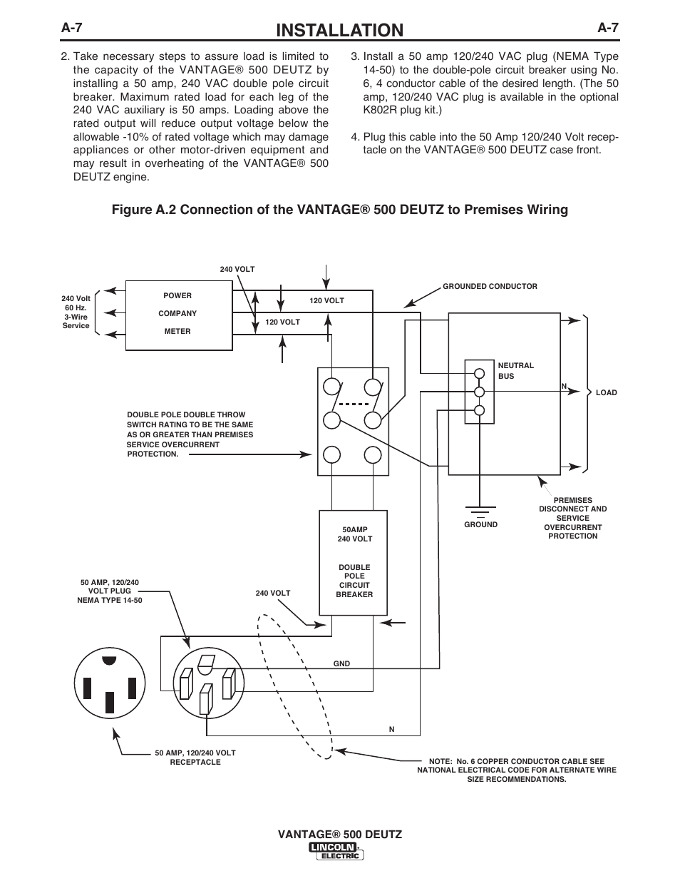 Installation, Vantage® 500 deutz | Lincoln Electric IM954 VANTAGE 500 DEUTZ User Manual | Page 15 / 53