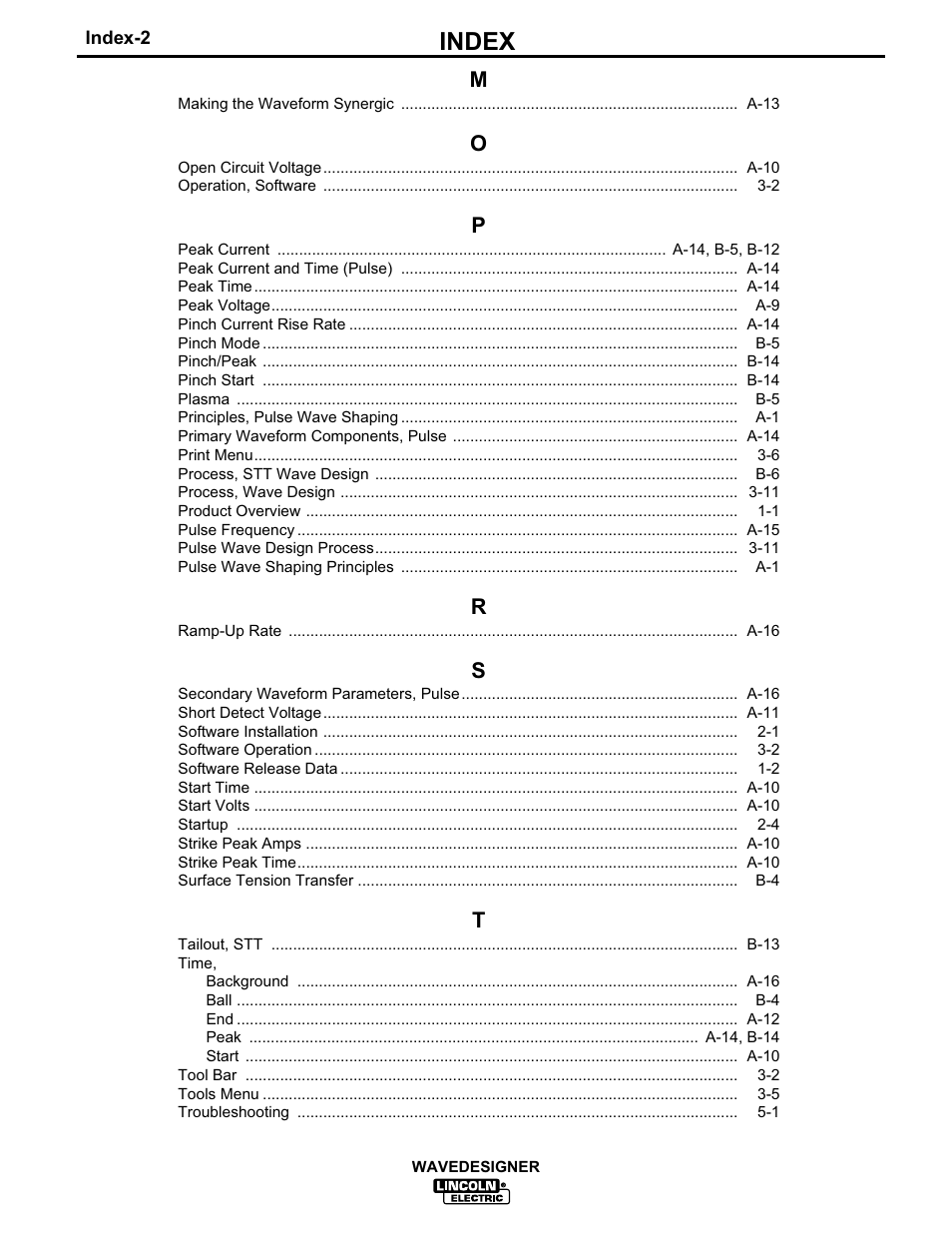 Index | Lincoln Electric IM649 Wave Designer User Manual | Page 72 / 74