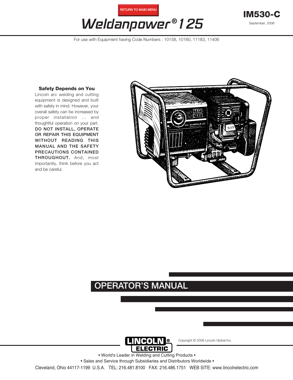 Lincoln Electric IM530 Weldanpower 125 User Manual | 40 pages