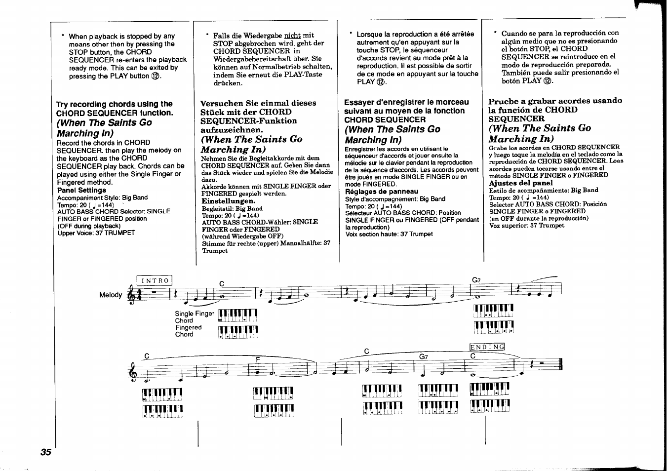 Uni iffln llsm, When the saints go marching in) | Yamaha PSR-38 User Manual | Page 36 / 55