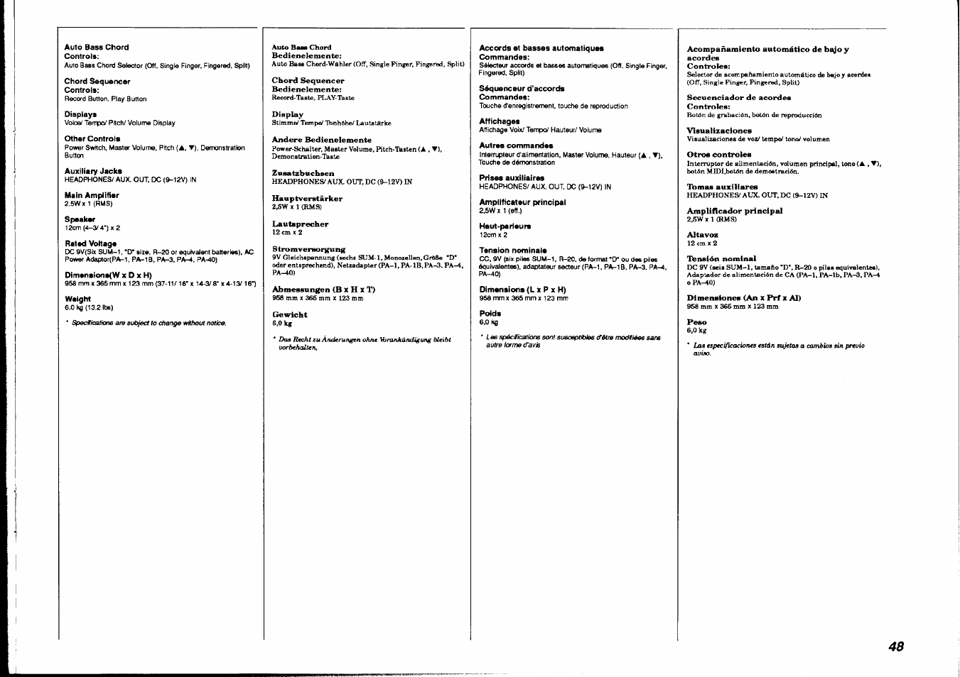 Yamaha PSR-38 User Manual | Page 49 / 55